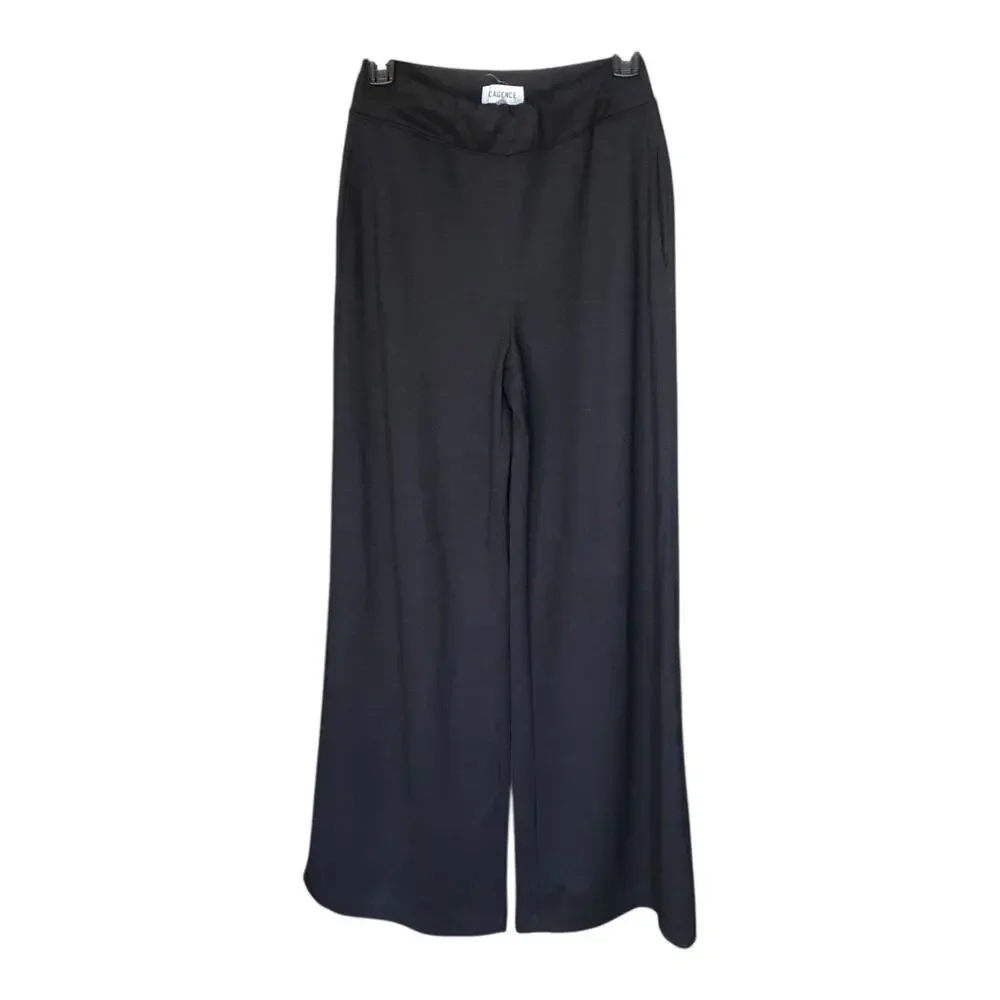 L'AGENCE Darcelle High Rise Pull On Black Wide Leg Pants Women's Size Small - Picture 1 of 16
